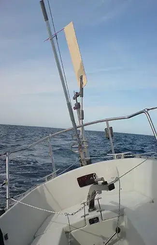 S 440 model windvane seamlessly integrated into the yacht's stern